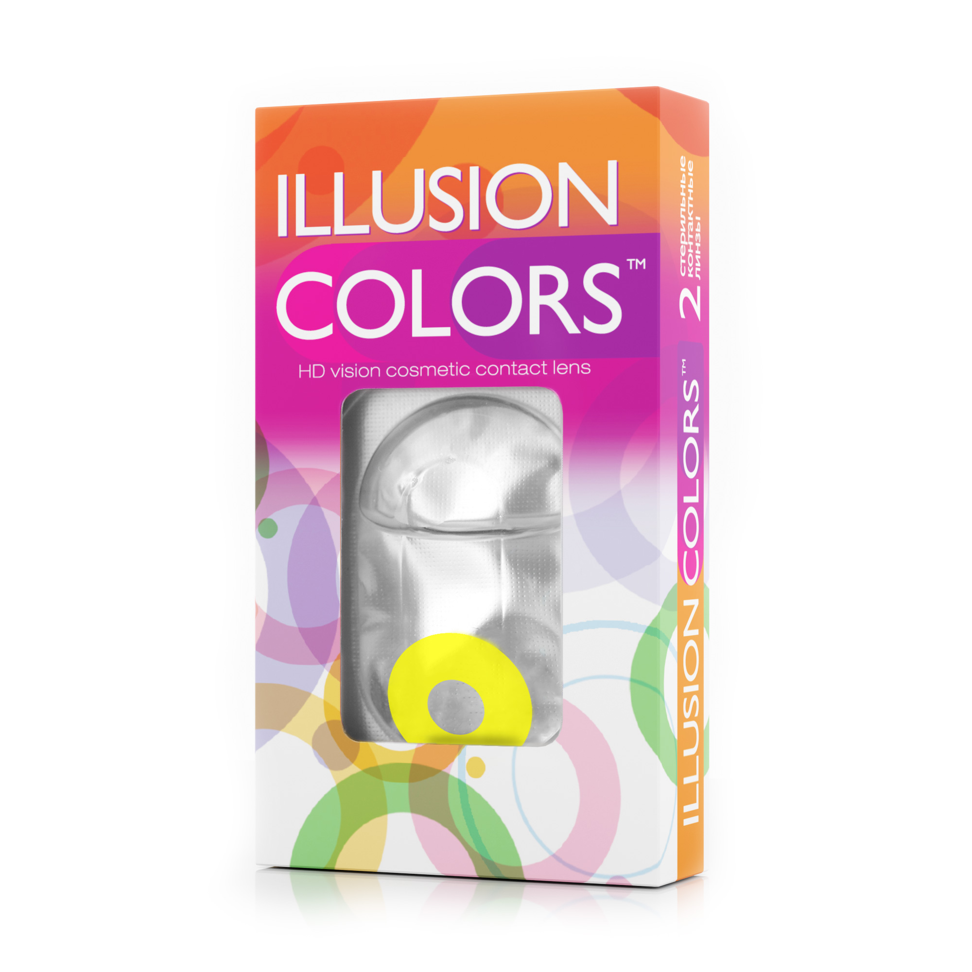 Желтые контактные линзы ILLUSION COLORS RIO 04 в упаковке