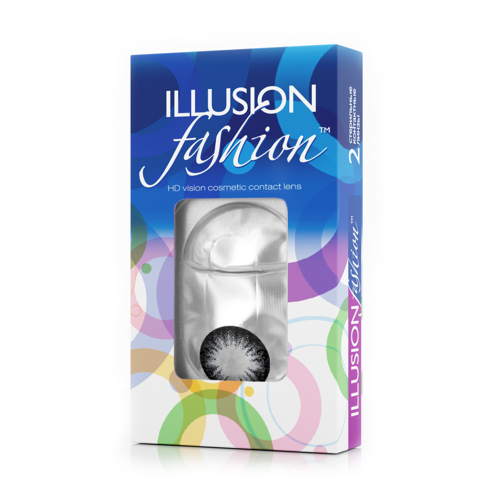 Серые контактные линзы ILLUSION FASHION LUXE GREY в упаковке