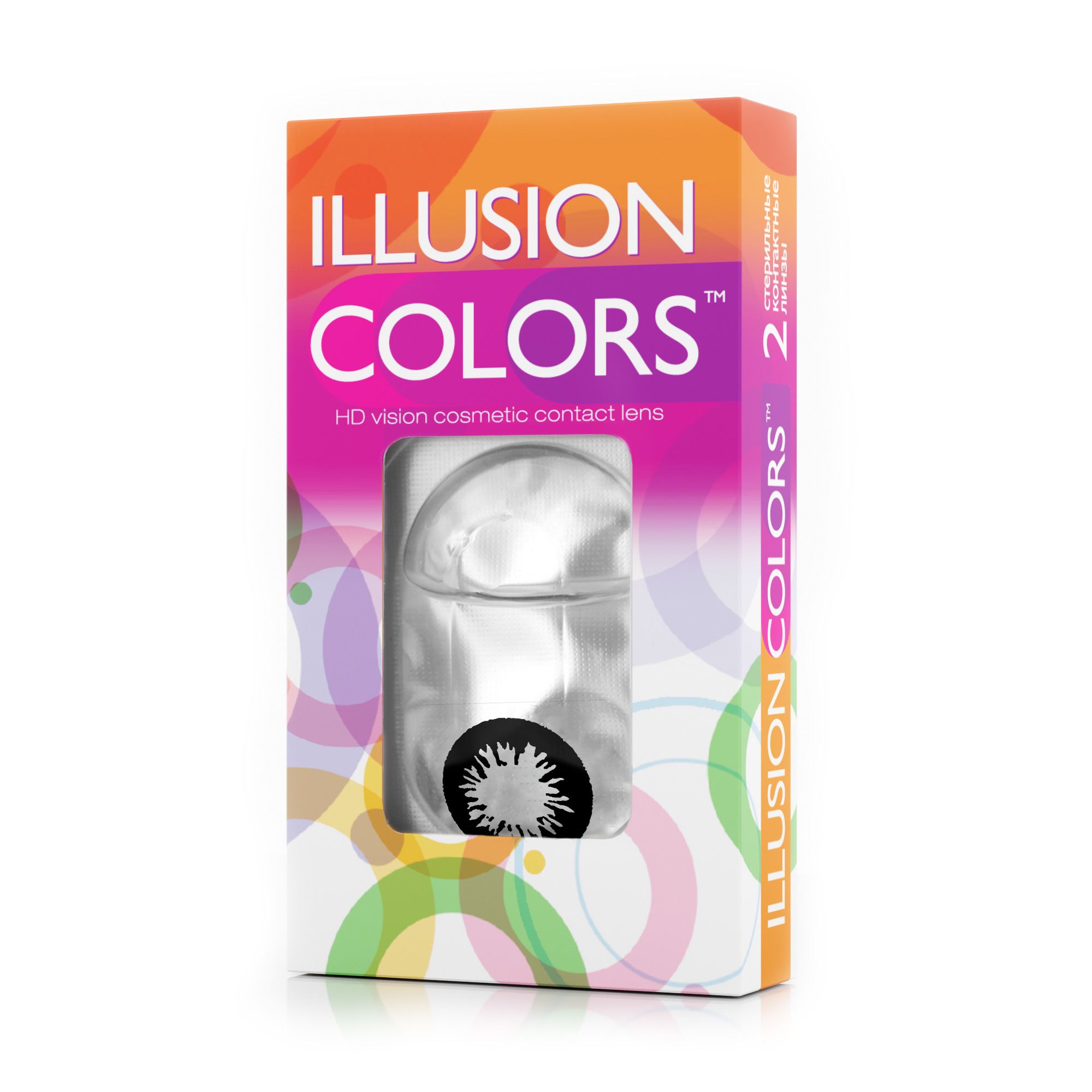 Черные контактные линзы ILLUSION COLORS SHINE BLACK в упаковке