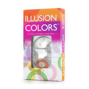 Коричневые контактные линзы ILLUSION COLORS SHINE BROWN в упаковке
