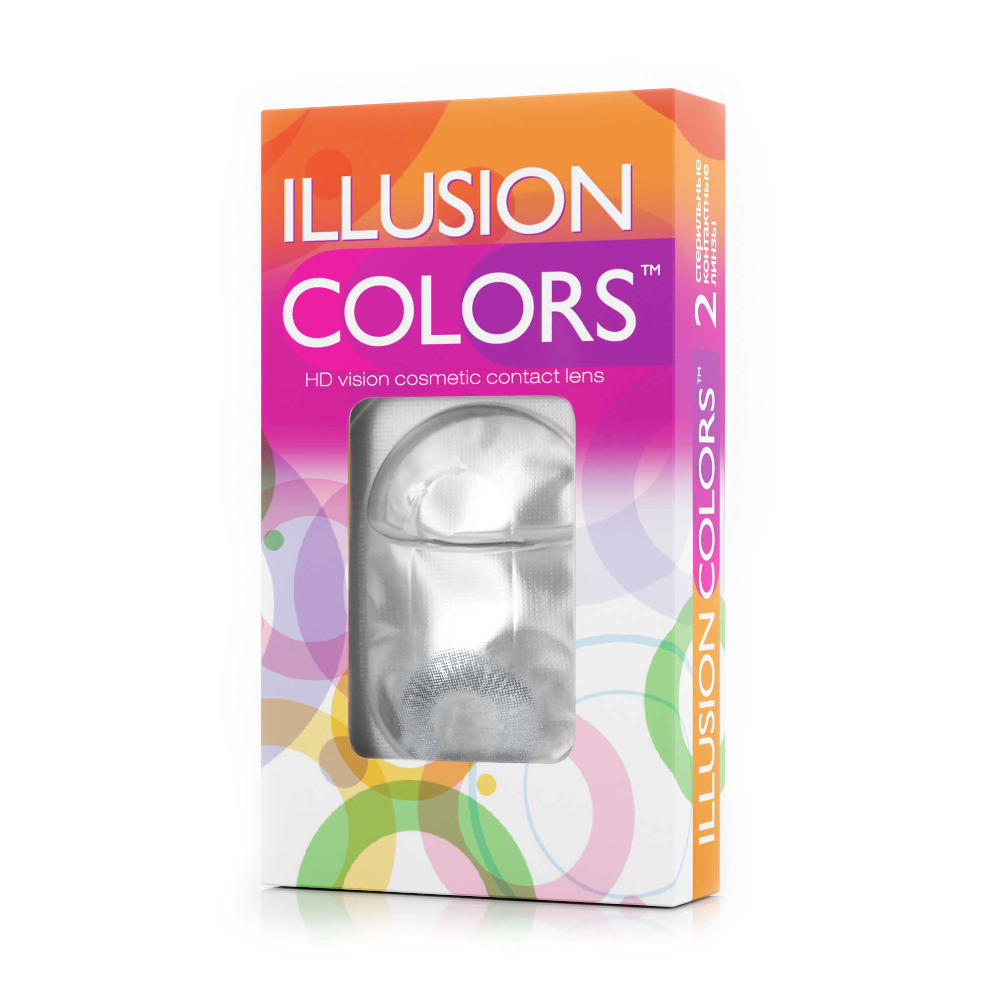 Серые контактные линзы ILLUSION COLORS SHINE GREY в упаковке