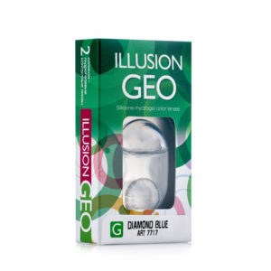 Голубые контактные линзы ILLUSION Geo Diamond blue в упаковке